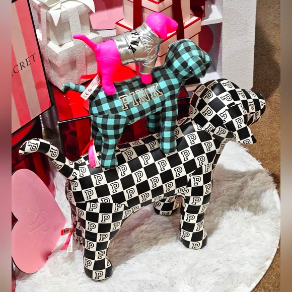 3pc Victorias Secret VS PINK Dog Bundle Giant Checkered Fashion Show Large Mini - Picture 2 of 6